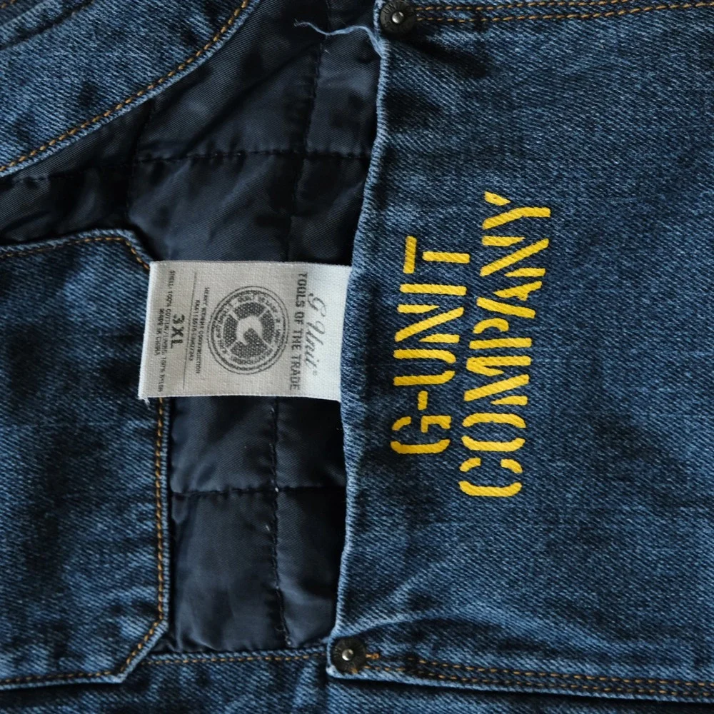 G-Unit Vest Blue Reversible Quilted Denim Hip Hop Y2K 3XL Heavyweight Bomber